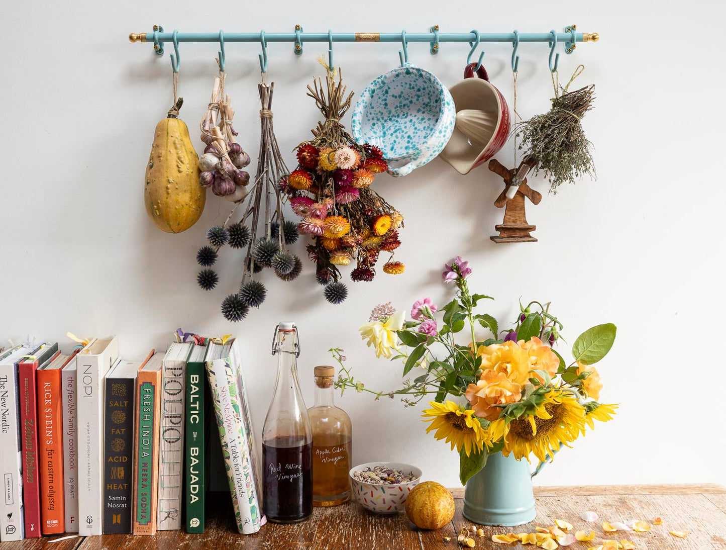 Pastel Turquoise Kitchen Rail 80cm