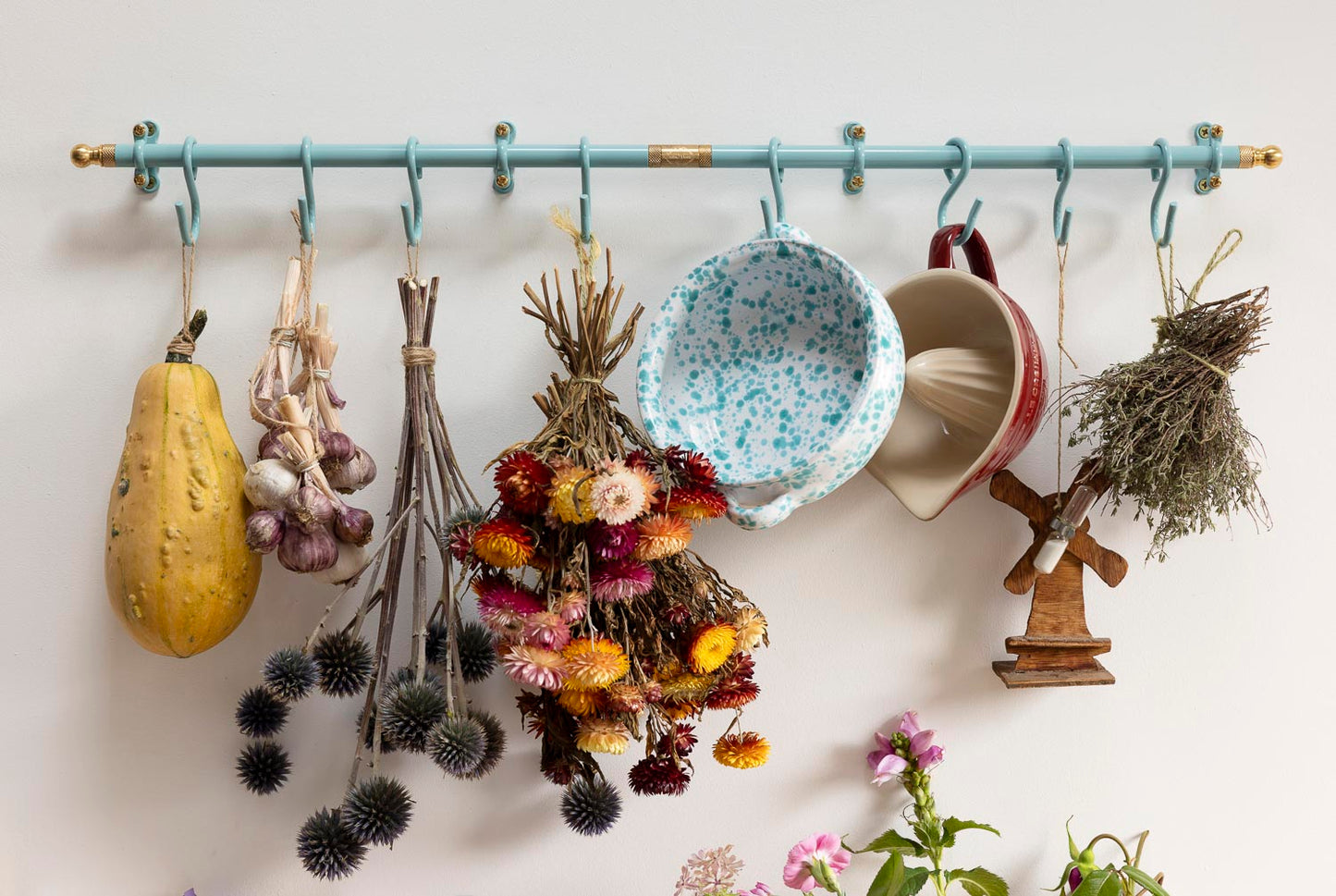 Pastel Turquoise Kitchen Rail 80cm