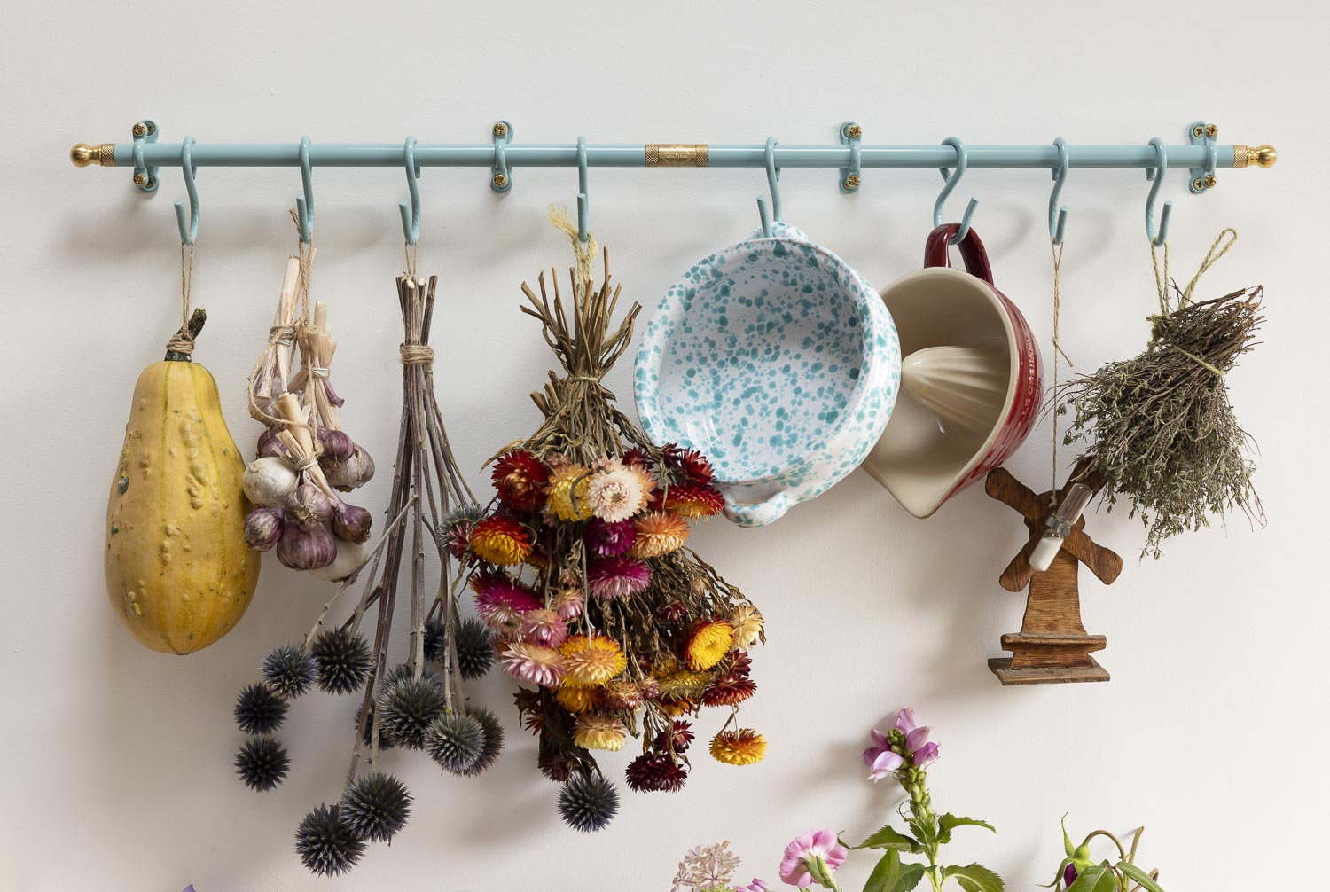 Pastel Turquoise Kitchen Rail 80cm